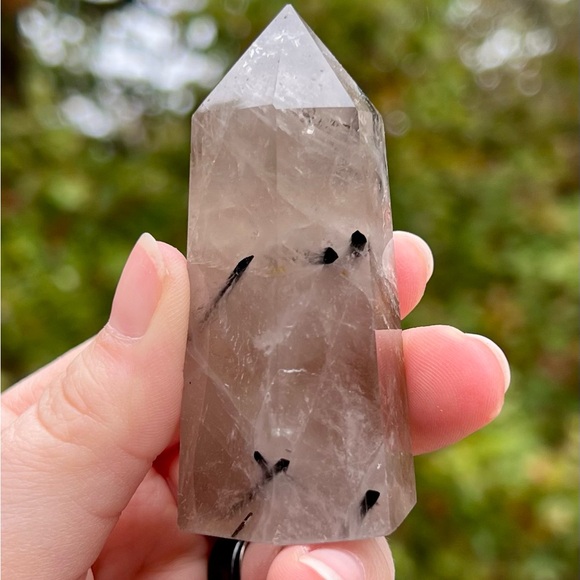 Black Tourmaline in Quartz with Golden Healer Crystal Tower - Picture 2 of 2